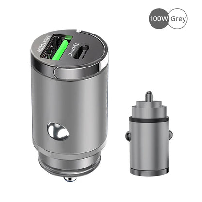 100W Mini Car Charger Lighter Fast Charging for Iphone QC3.0 Mini PD USB Type C Car Phone Charger for Xiaomi Samsung Huawei